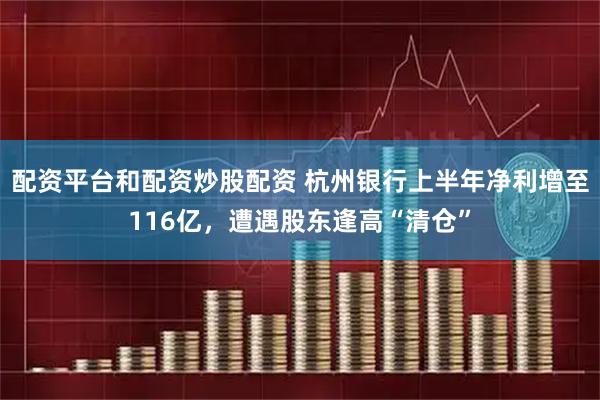 配资平台和配资炒股配资 杭州银行上半年净利增至116亿，遭遇股东逢高“清仓”